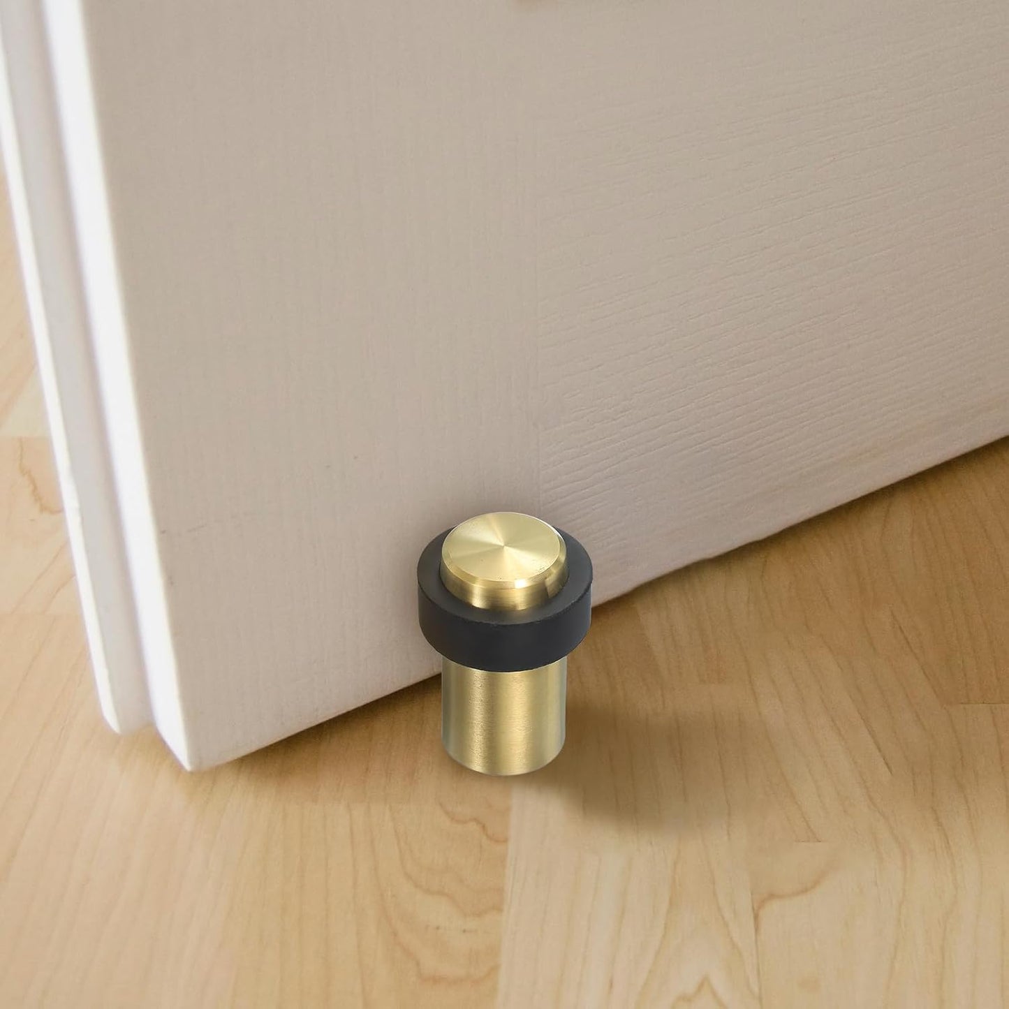 PATIKIL 2Set Round Door Stoppers, 60mm Stainless Steel Door Stop Doorstop Wedge Metal Cylinder Self Adhesive with Screw for Bottom of Door Floor Inside, Bronze