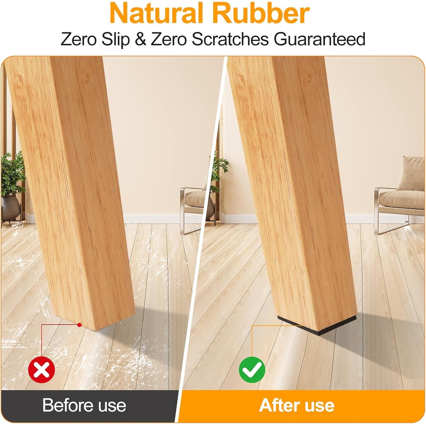 CHUNZEXI Non Slip Furniture Pads - 12 Premium Furniture Grippers Self Adhesive Rubber Furniture Feet, Anti Slide Furniture Hardwood Floor Protector for Keep Couch Stoppers (3 inch Square)