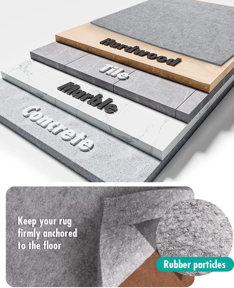 Non Slip Rug Pad Gripper - 10x14 Feet 1/4” Extra Thick Felt Under Rug for Area Rugs and Hardwood Floors,Super Cushioned Non Skid Carpet Padding
