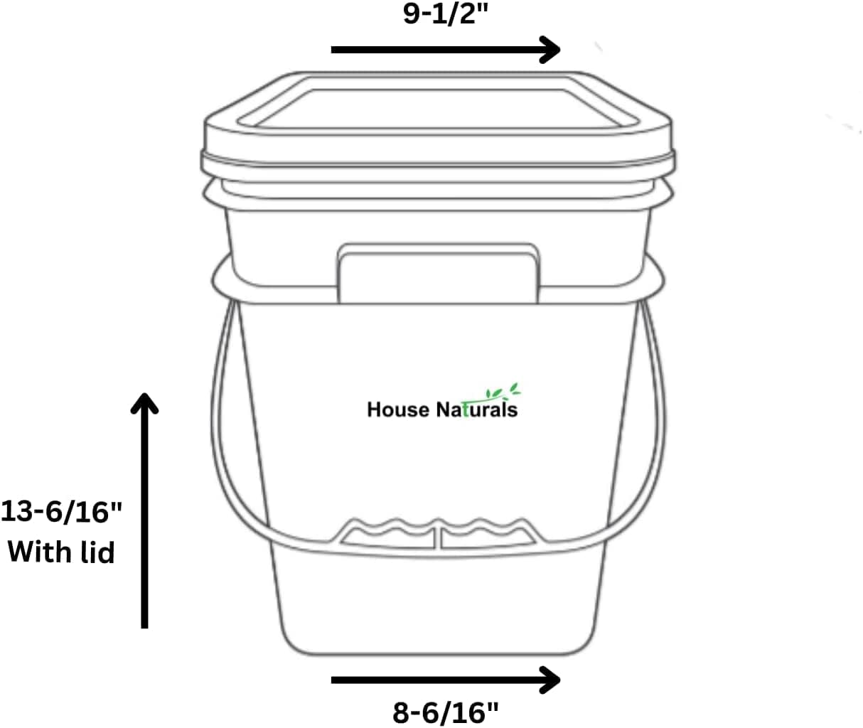 House Naturals 4 Gallon Square Food Grade Bucket Pail with Plastic Handles and Lid (Pack of 3) Made in USA containers (Aqua/Blue/Gray)