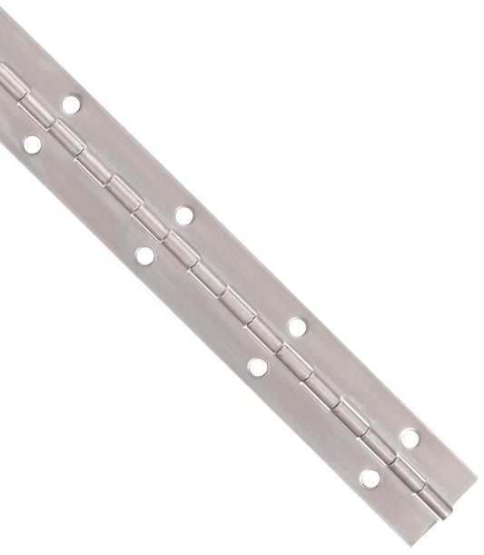Stainless Steel Continuous Hinge with Hole, Bright Annealed Finish (1 Foot Long, 2 Inches Wide)