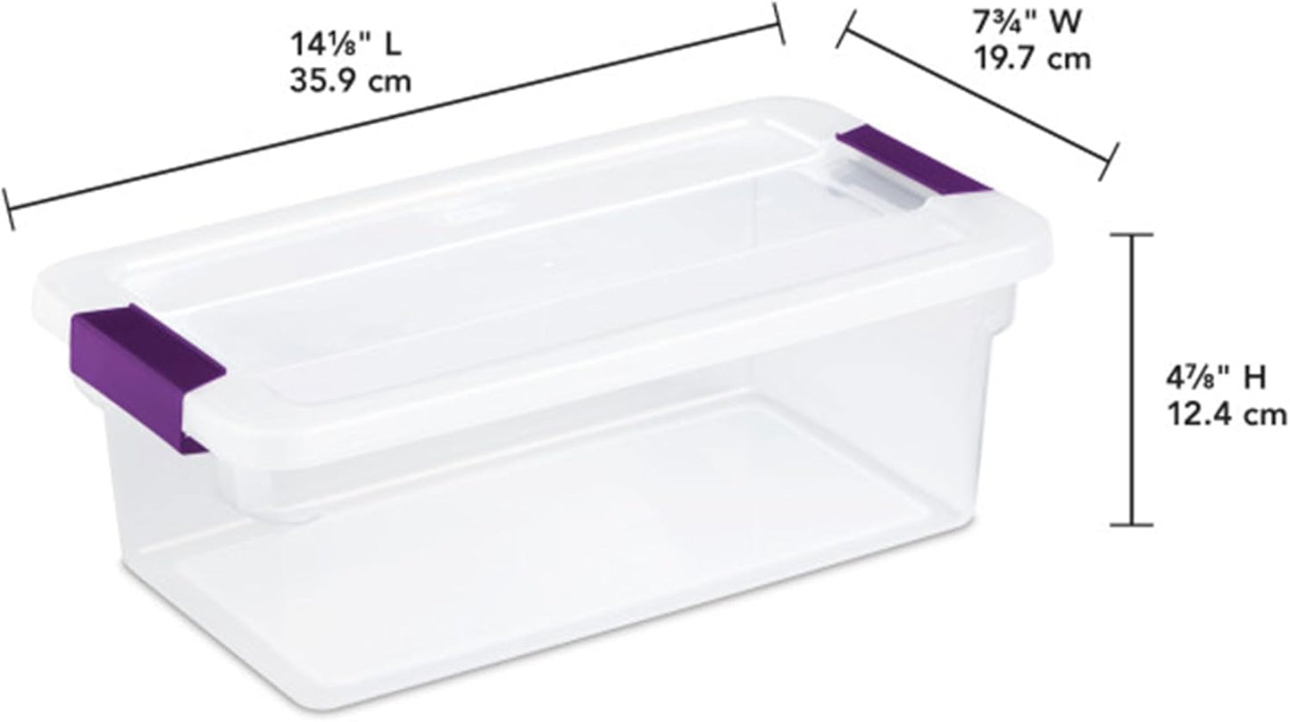 Sterilite 12-Pack 6 Quart ClearView Latch Box, Stackable Organizer Bins with Latching Lids - Clear Plastic Organization Containers for Closet, Bedroom, Shelving Units and Everyday Home Storage