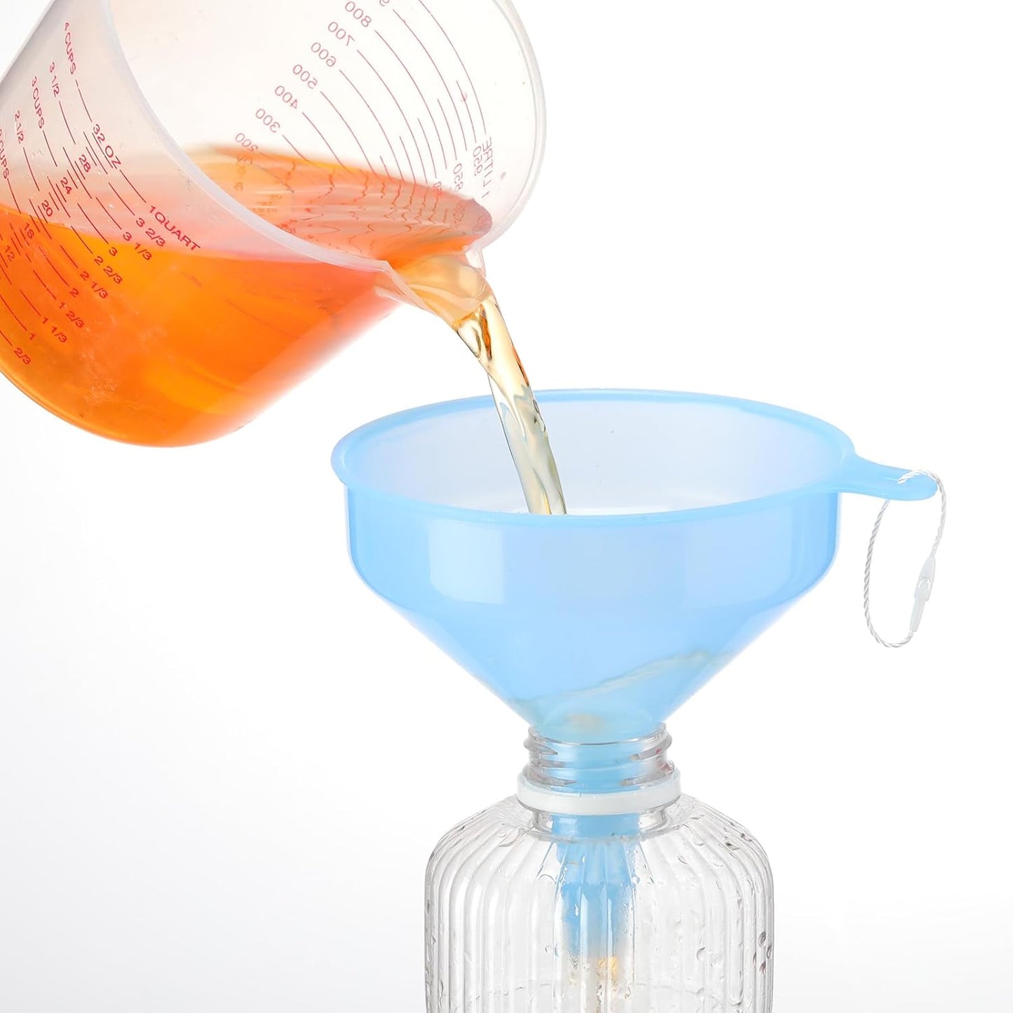 Honeydak 24 Pcs Multi-Purpose Plastic Funnels 4.7 Inch Wide Mouth Funnels for Filling Bottles, Jars, Containers Lab Use Oil Funnel for Gas, Car Oil, Lubricants and Fluids (Pink,Blue,Green)