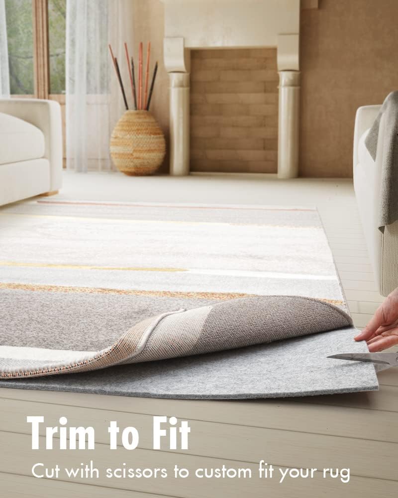 Non Slip Rug Pad Gripper - 5x8 Feet 1/4” Extra Thick Felt Under Rug for Area Rugs and Hardwood Floors,Super Cushioned Non Skid Carpet Padding