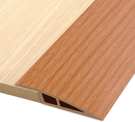 Vinyl Door Threshold Flooring Transition Strip Self Adhesive Carpet Edging Strip for Laminate Doorway Edge Threshold from 3/5" to 4/5" (Yellow Wood Grain, 10 Ft)