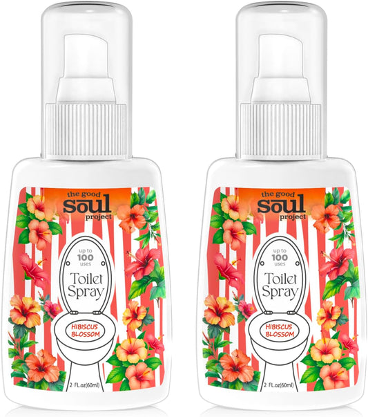 Toilet Spray, Hibiscus Blossom, Bathroom Toilet Odor Eliminator, Air Freshener for Home, 2 Fl Oz Each Pocket Travel Size(2 Pack)