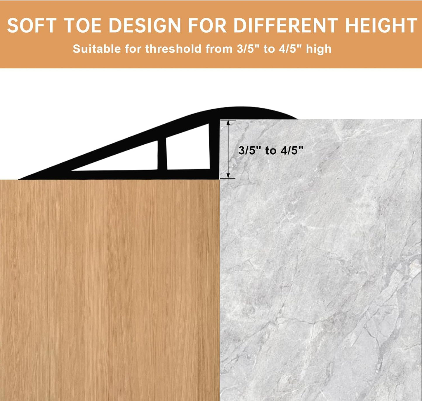 Vinyl Door Threshold Flooring Transition Strip Self Adhesive Carpet Edging Strip for Laminate Doorway Edge Threshold from 3/5" to 4/5" (Smoked Brown Wood Grain, 10 Ft)