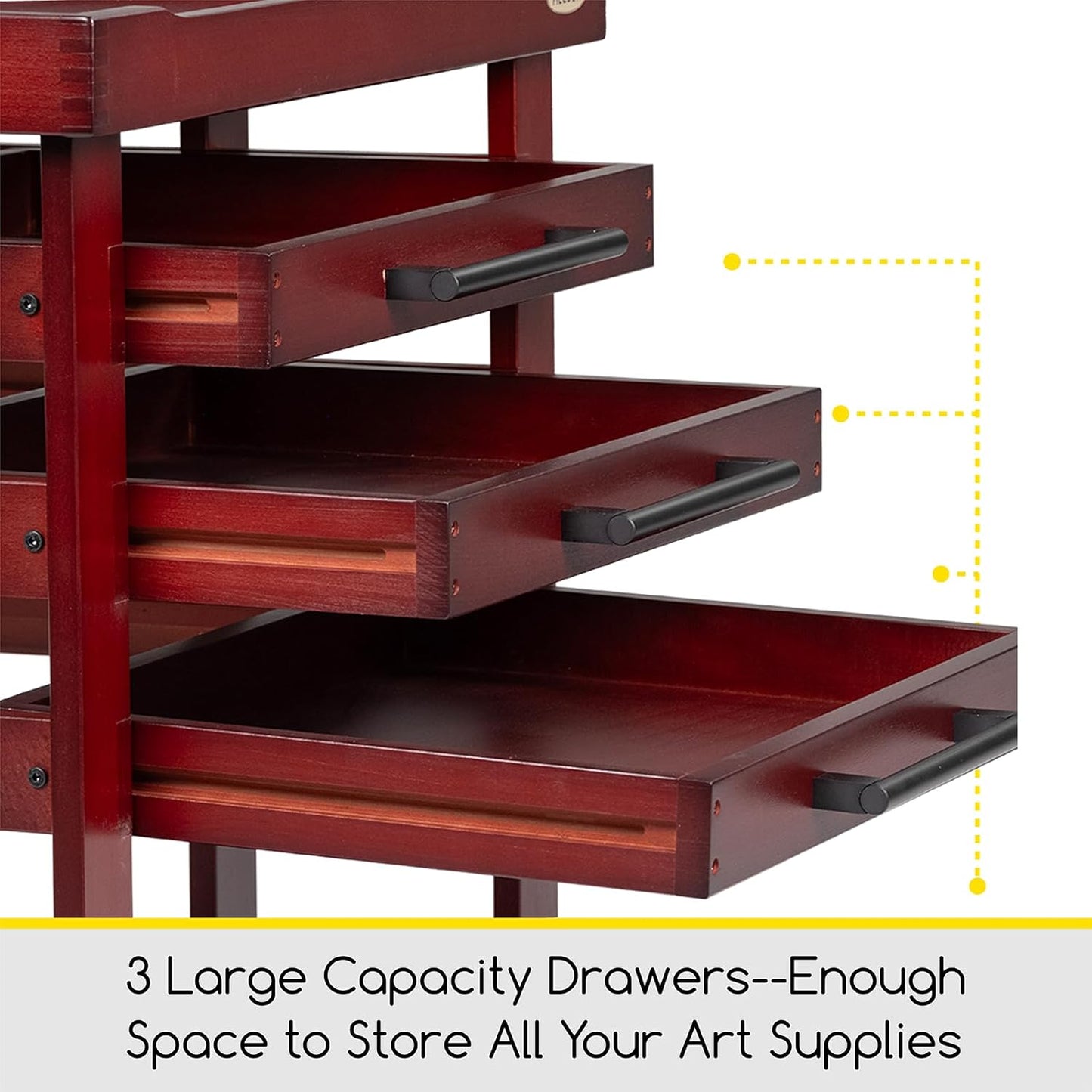 MEEDEN Art Supply Storage Cart, 5 Tier Solid Beech Wood Utility Rolling Cart with 3 Drawers, Craft Orgnizer on 4 Wheels