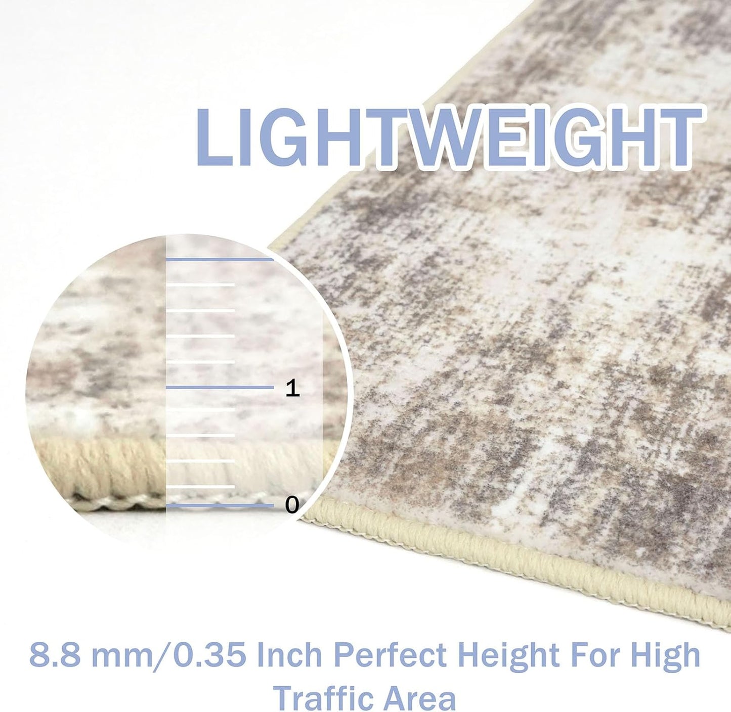 IOHOUZE Abstract Runner Rug 3x8 Ft Washable Runners for Hallways, Non Slip Kitchen Runner Printed Faux Wool Entryway Runner Indoor, Modern Abstract Floor Carpet for Hall Kitchen Bedroom, Beige Brown