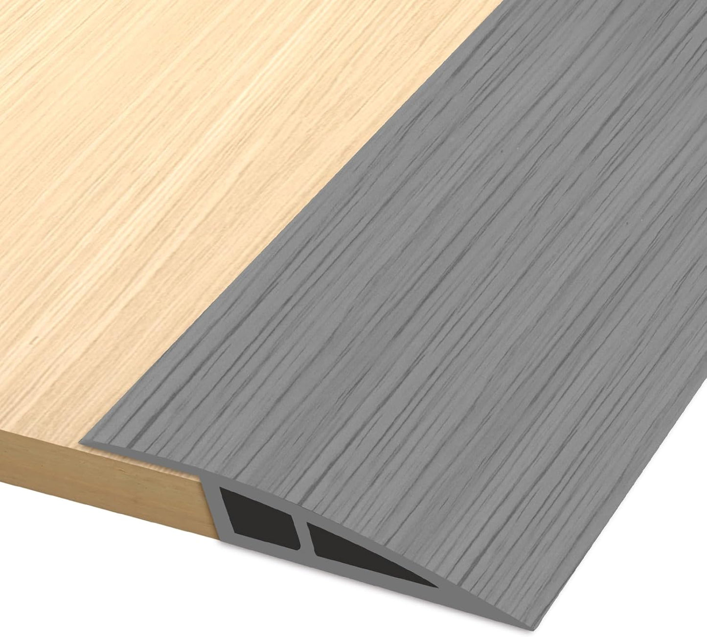 Vinyl Door Threshold Flooring Transition Strip Self Adhesive Carpet Edging Strip for Laminate Doorway Edge Threshold from 2/5" to 3/5" (Light Gray Wood Grain, 10 Ft)