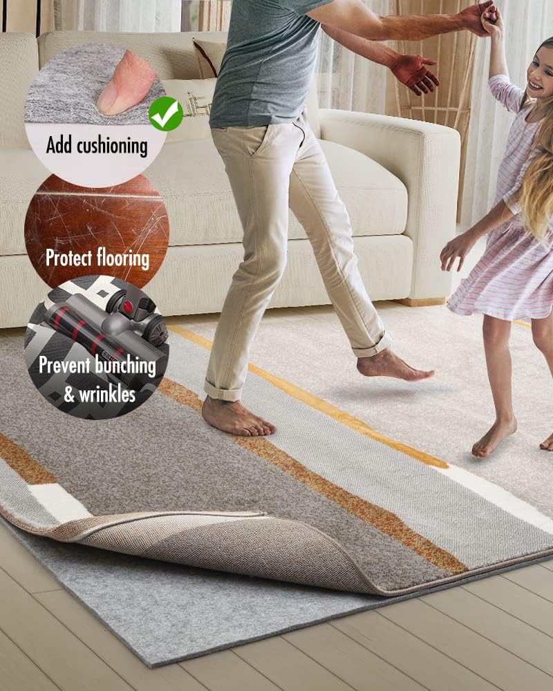 Non Slip Rug Pad Gripper - 3x5 Feet 1/4” Extra Thick Felt Under Rug for Area Rugs and Hardwood Floors,Super Cushioned Non Skid Carpet Padding