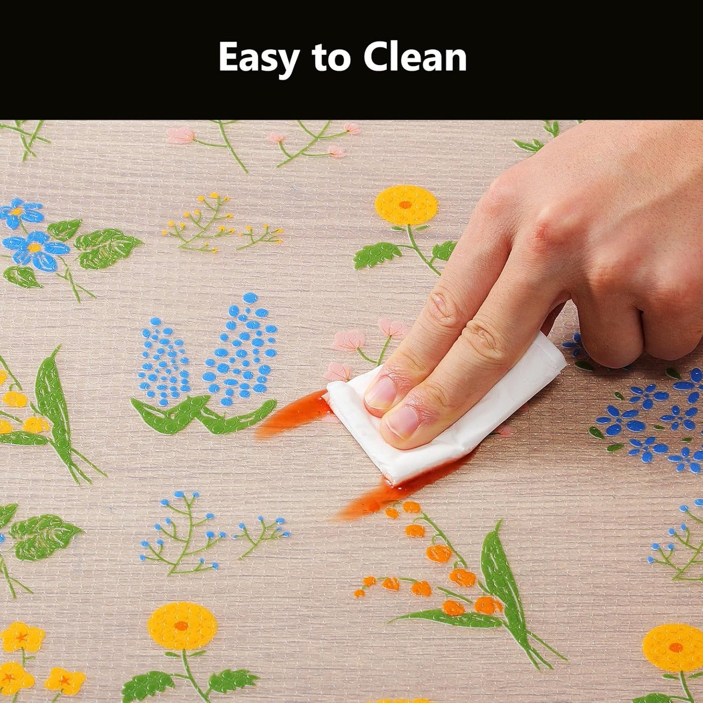 INNOLITES Non-Slip Shelf Liner – Cabinet & Drawer Liner Non-Adhesive – Waterproof Oil-Proof – Durable EVA with Floral for Kitchen Cabinets Refrigerator – BPA-Free, Easy to Cut 11.8" x 360"
