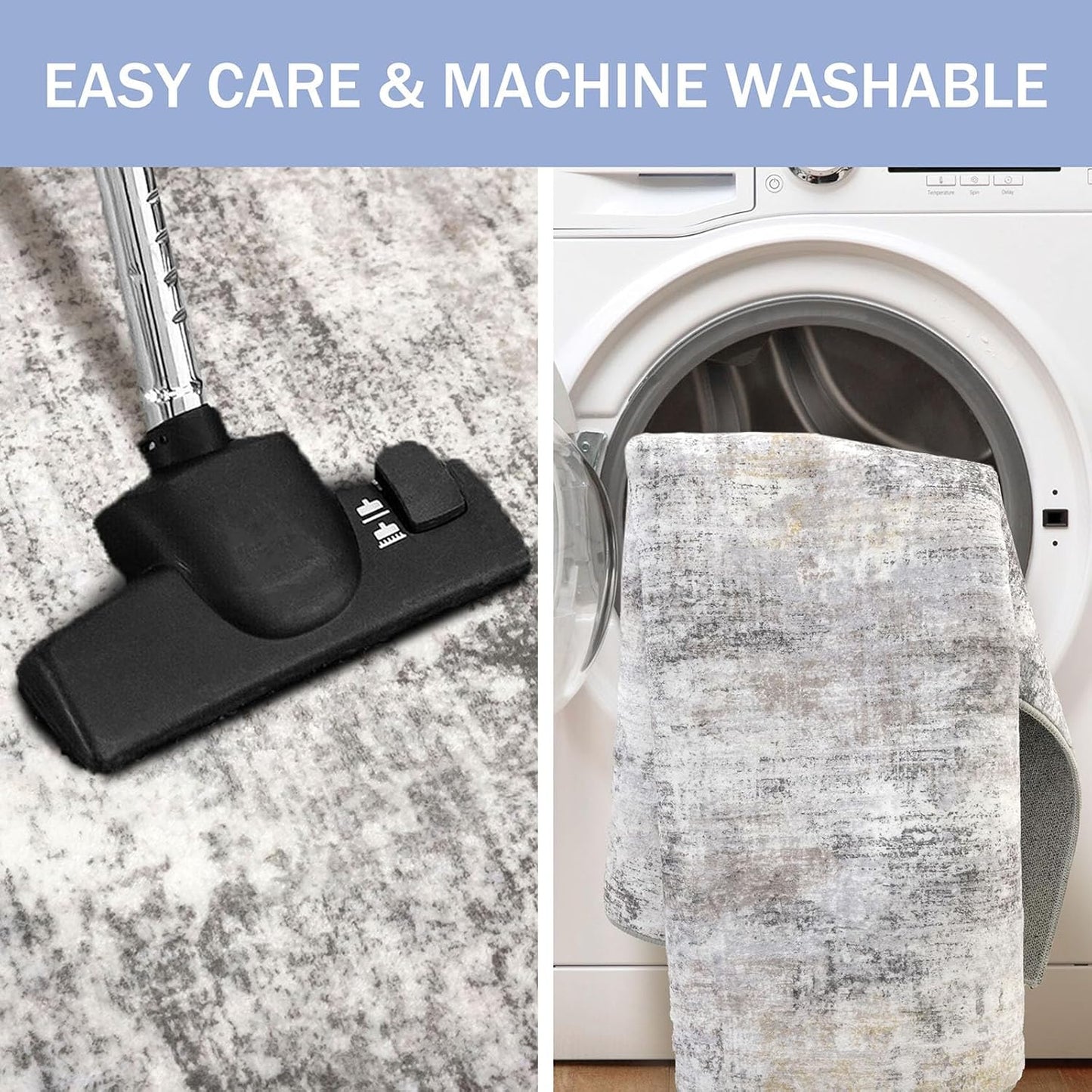 IOHOUZE Abstract Runner Rug 3x12 Ft Washable Runners for Hallways, Non Slip Kitchen Runner Printed Faux Wool Entryway Runner Indoor, Modern Abstract Floor Carpet for Hall Kitchen, Grey Beige