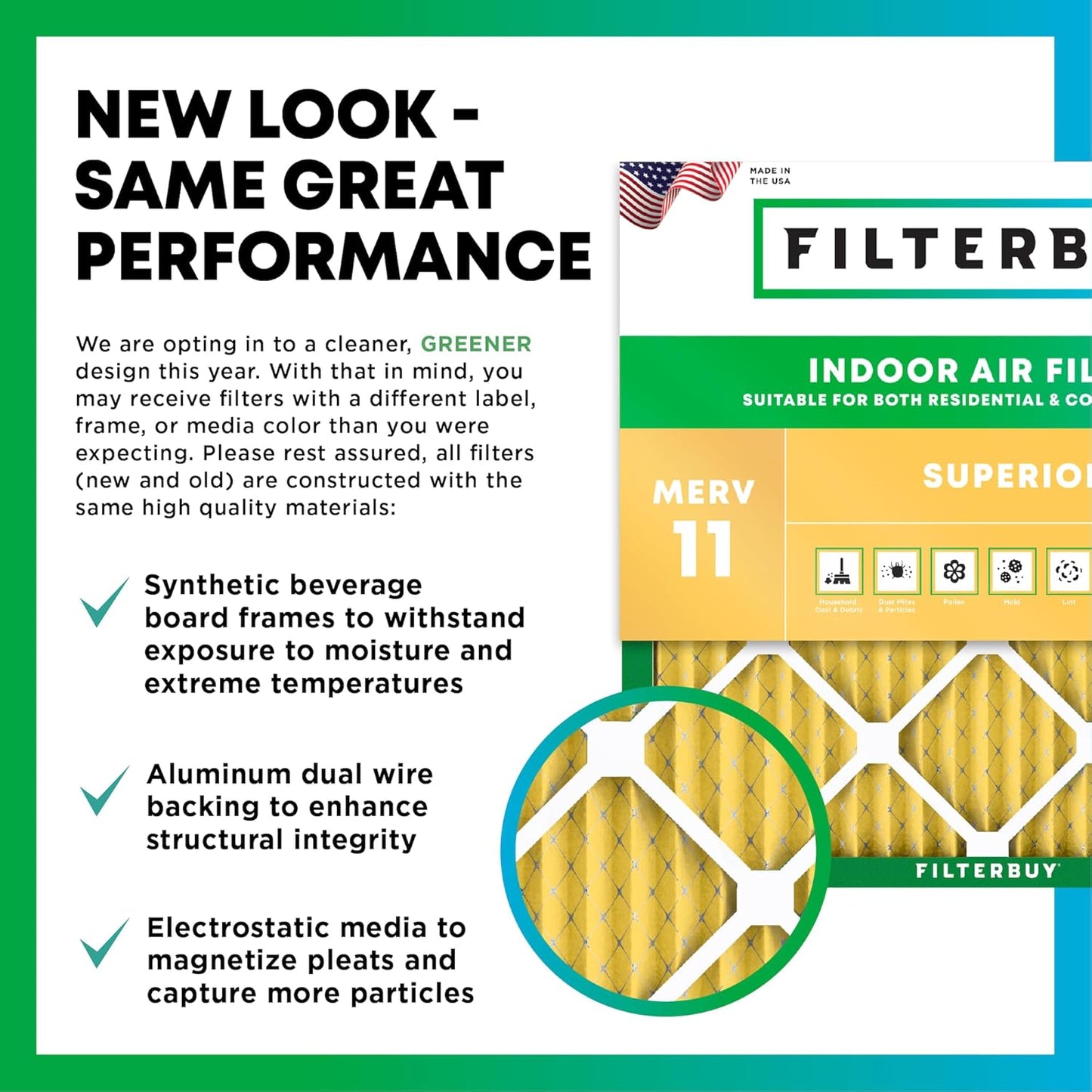 Filterbuy 12x24x2 Air Filter MERV 11 (MPR 1200) Allergen Defense Replacement (4-Pack), Electrostatic Pleated HVAC AC Furnace Filters, Made in USA (Actual Size: 11.38 x 23.38 x 1.75)