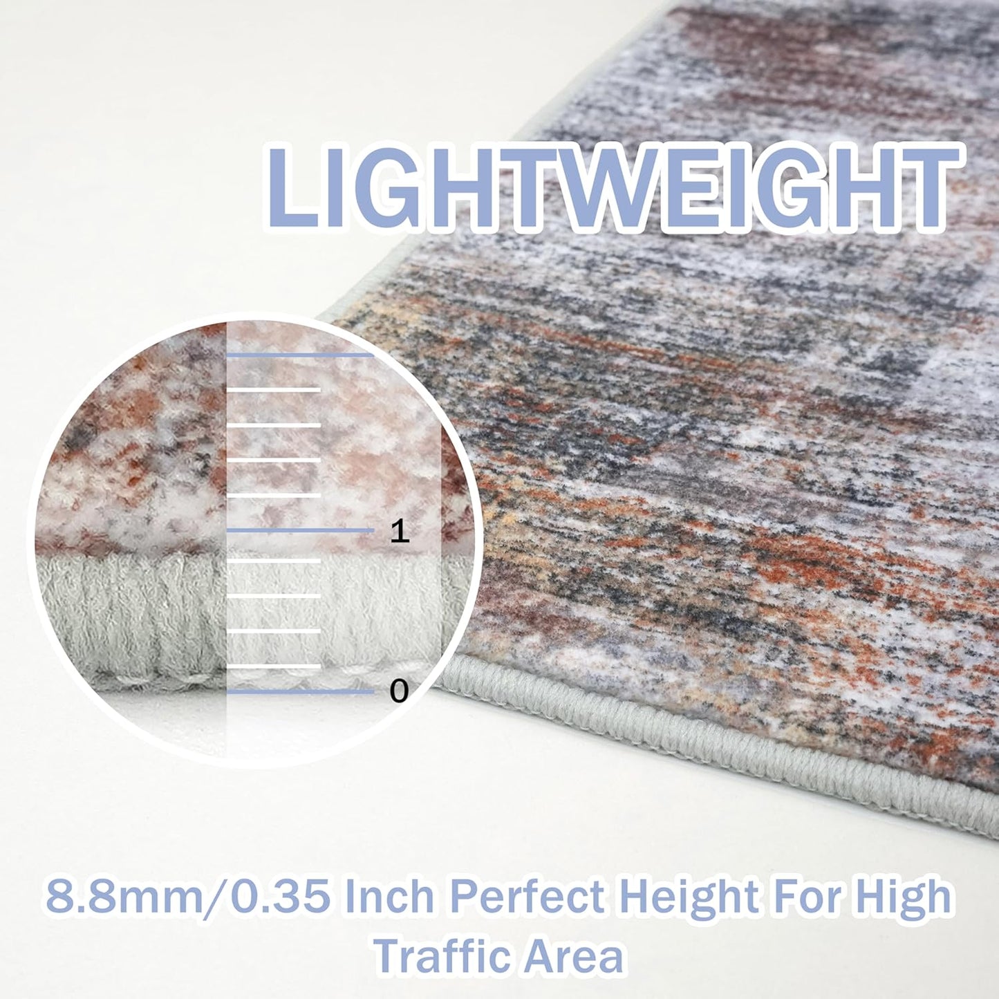 IOHOUZE Abstract Runner Rug 2x8 Ft Washable Runners for Hallways, Non Slip Kitchen Runner Soft Printed Faux Wool Entryway Runner Indoor, Modern Abstract Floor Carpet for Hall Bedroom, Orange Grey