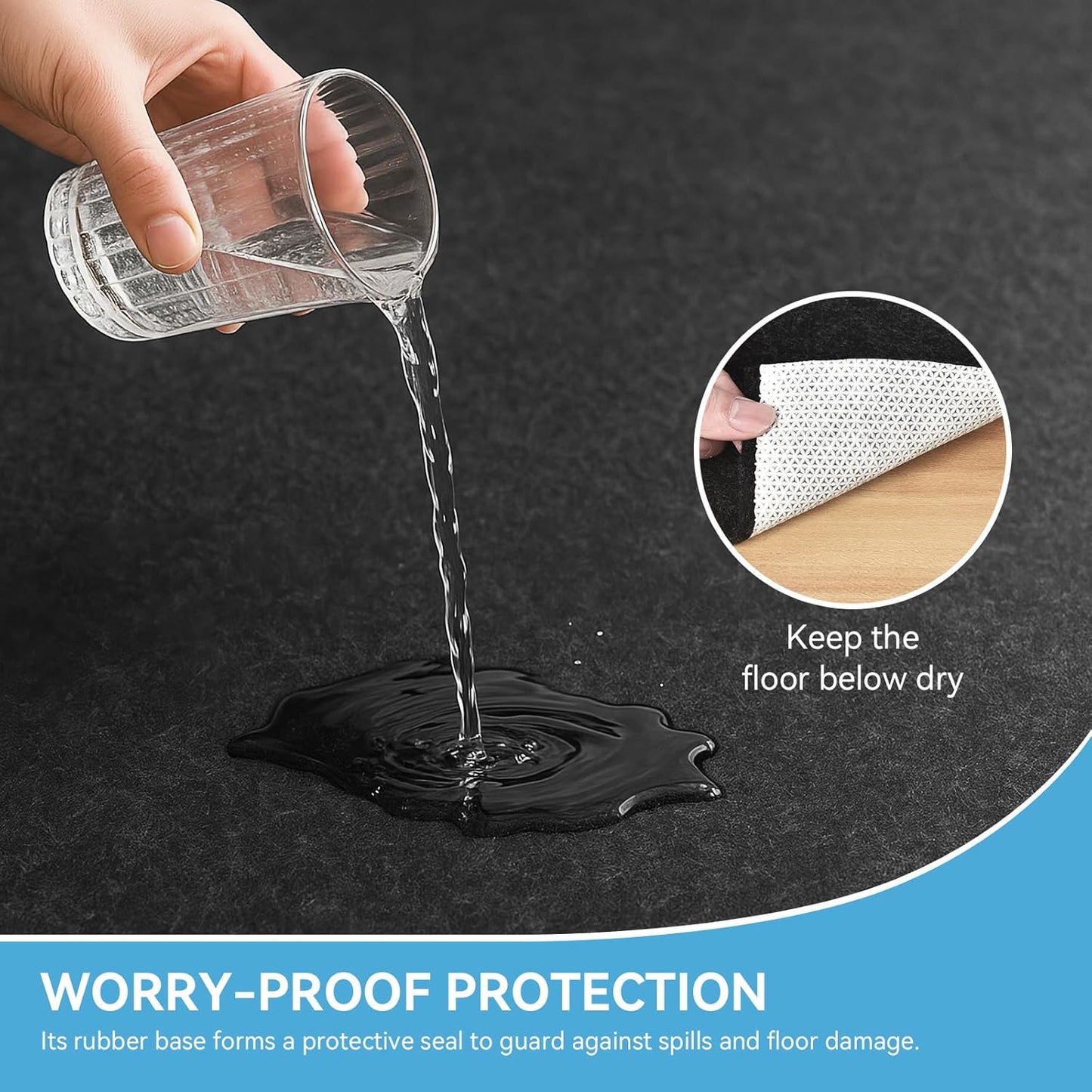 Warmstar 10x14 FT Non Slip Rug Pad,100% Waterproof Felt Rug Pad for Hardwood Floors,1/4” Thick Soft Carpet Pad with Natural Rubber Backing, Secure Grip & Floor Protection