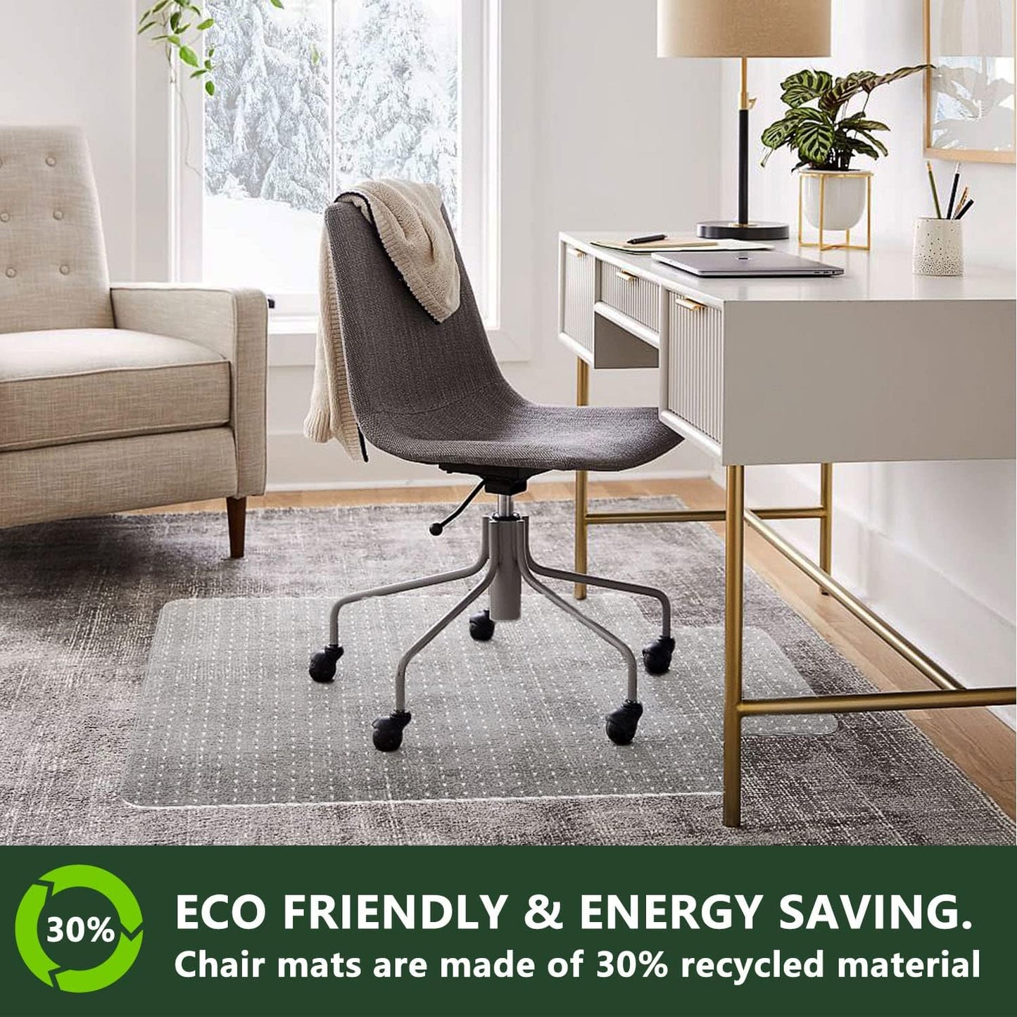 FuturHydro Desk Chair Mat for Flat to Low Pile Carpets, 45" x 53" Clear Office Home Floor Protector Mat, Transparent Mats for Office, Home and Gaming Floors (Rectangle)