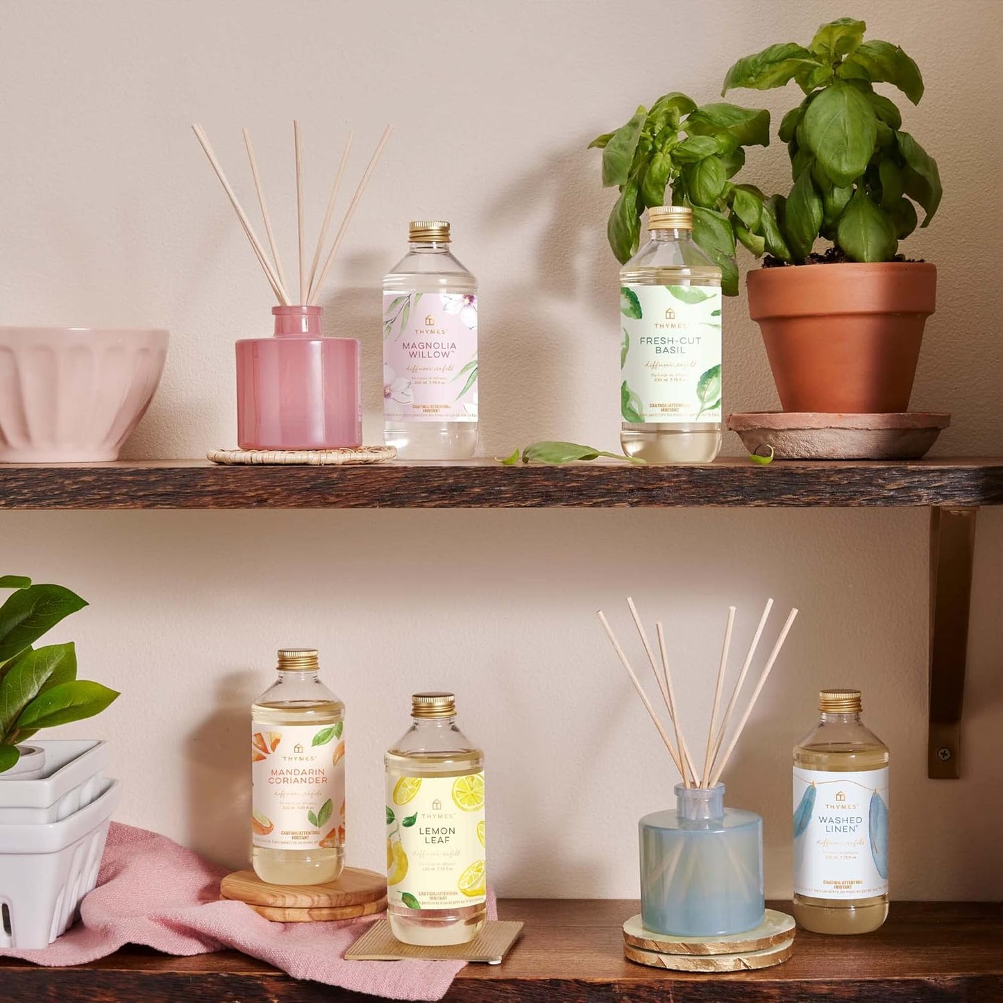 Thymes Reed Diffuser Oil - Fresh-Cut Basil - 7.75 Fl Oz