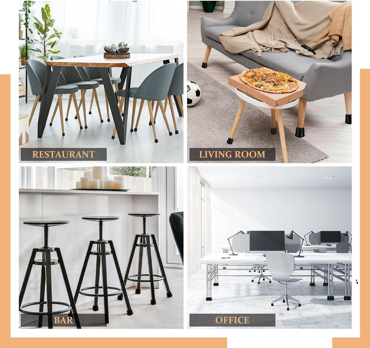 5/8" Round Rubber Chair Leg Tips Caps, 16 Pack Small Chair Leg Floor Protectors Small Furniture Legs Caps Non Slip Reduce Noise for Hardwood Floors (Black, Fit: 16mm to 17mm)