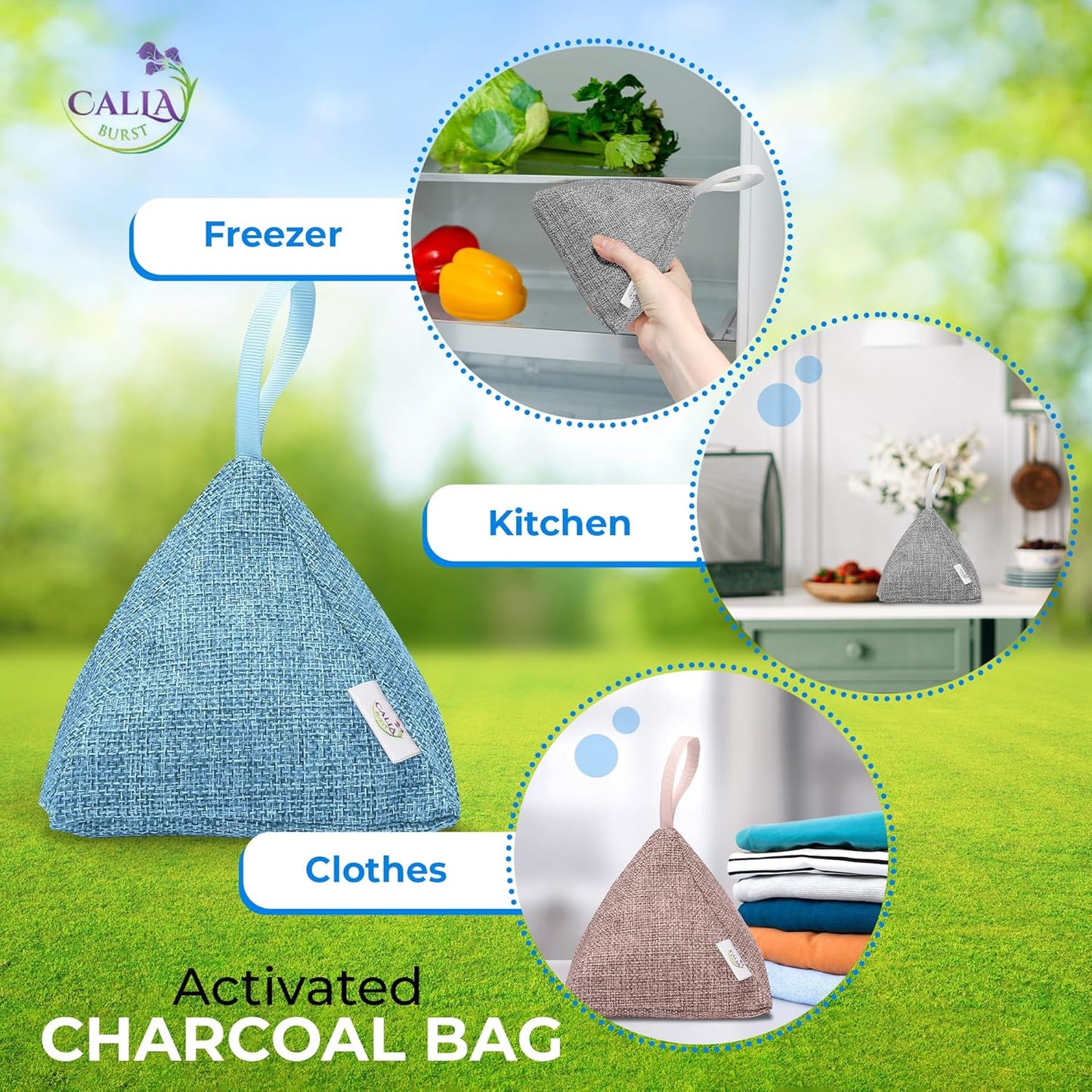 4 Pack Bamboo Charcoal Air Purifier Bags 200 Grams Each - Odor Absorber & Eliminator for Home, Car, Pets, Activated Charcoal Natural Freshener, Eco-Friendly & Reusable Designer Colors)