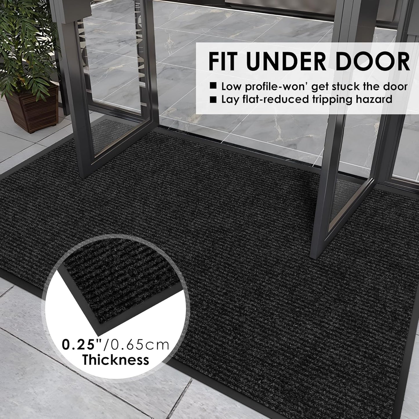 2′ x 2′ Front Door Mat Indoor Outdoor Entrance, Commercial Floor Mat Heavy Duty Dirt Trapper Entryway Doormat, Custom Size Non Slip Rubber Backing Welcome mat, Door Mat for High Traffic Area