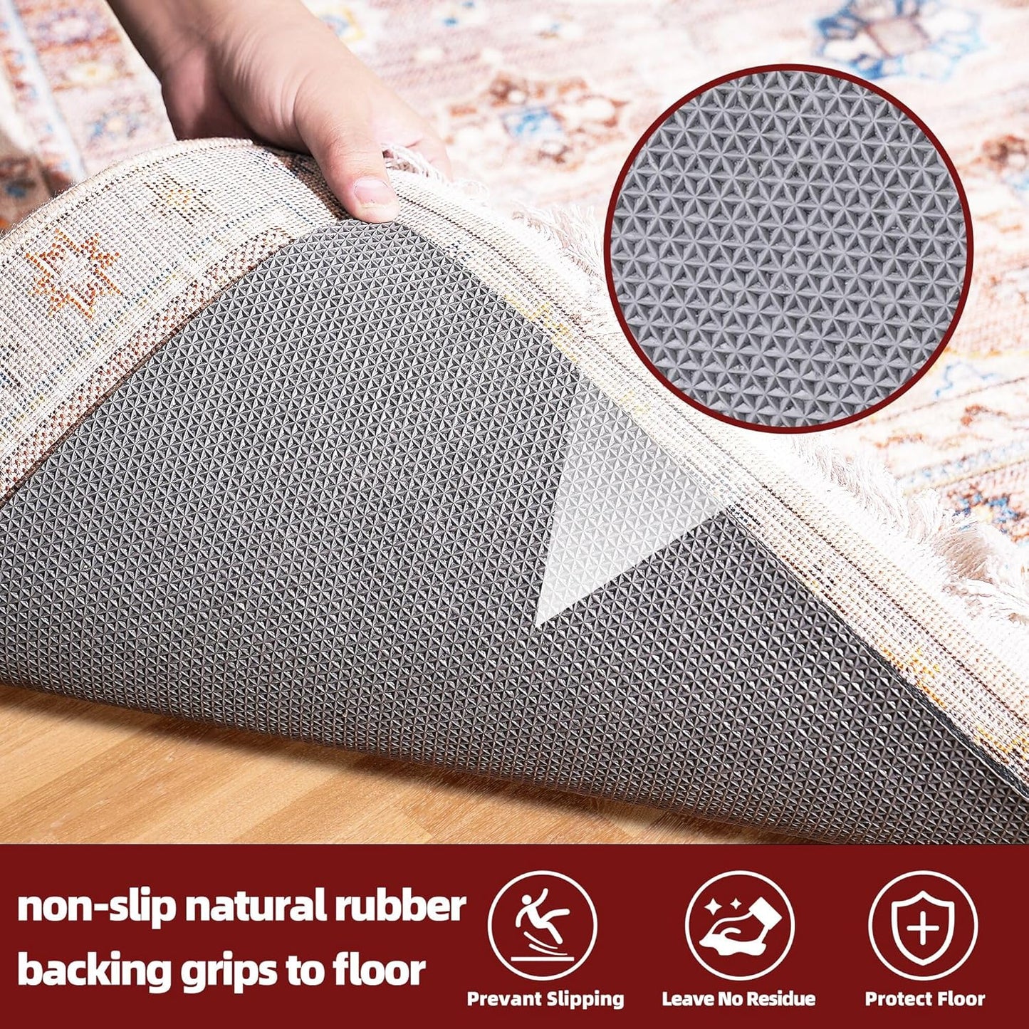 BAGAIL Felt and Natural Rubber Backing Rug Pads 1/8” Thick, 2 x 6 Ft Non Slip Rug Gripper Keep Rugs in Place, Under Area Rug Protective Cushioned Pads, Carpet Runners, Hardwood Floors Protection