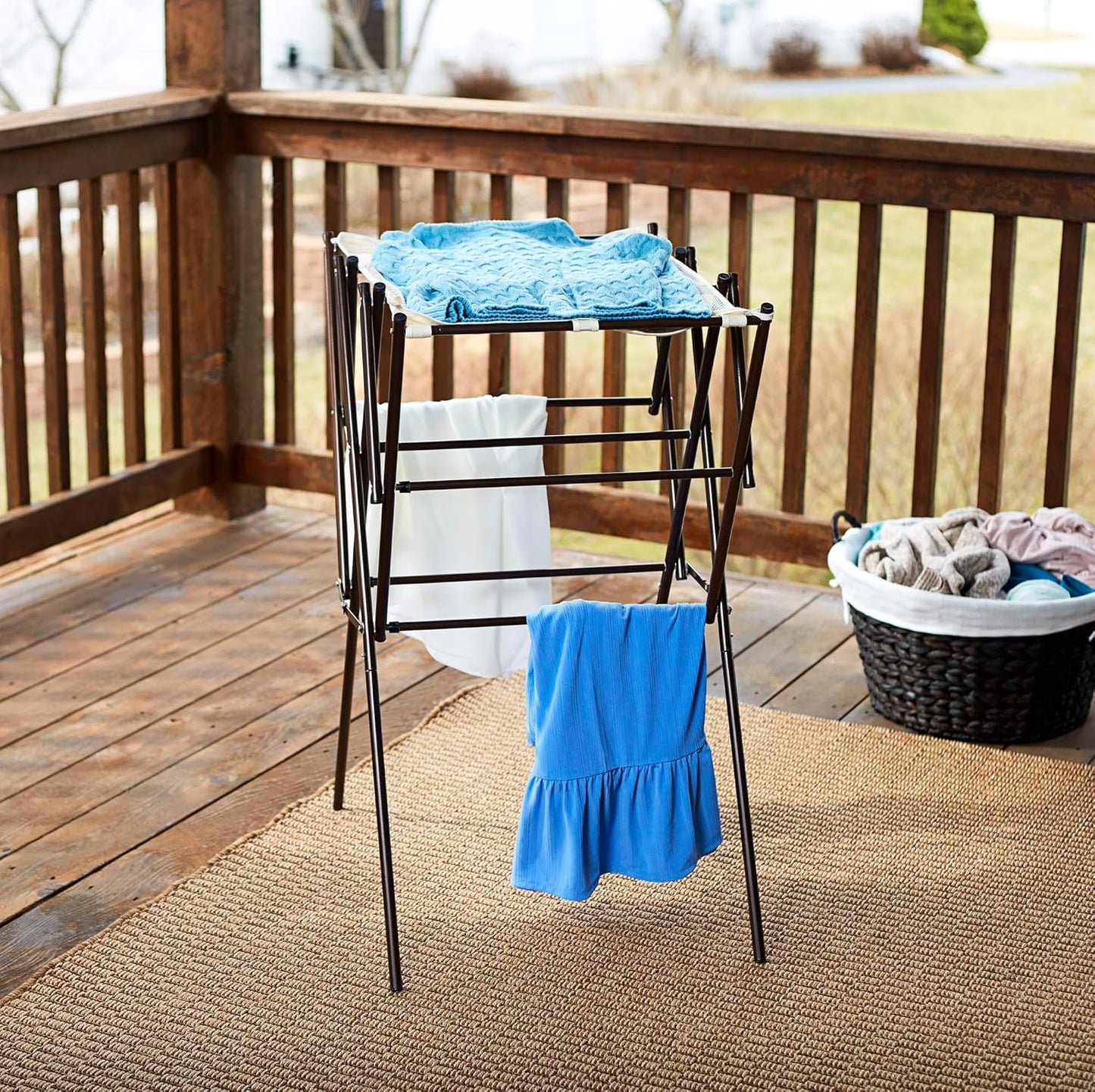 Household Essentials 5175 Collapsible Expandable Metal Clothes Drying Rack, Antique Bronze, STORAGE